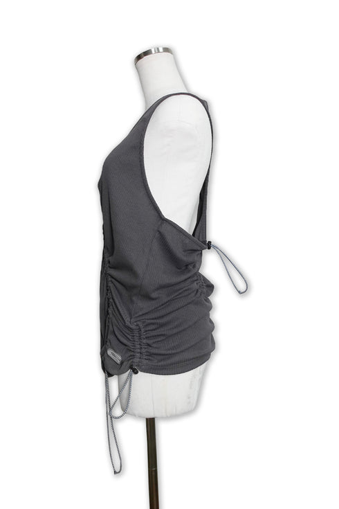 WAVE RUCHE DRAWCORD TANK -CHARCOAL-
