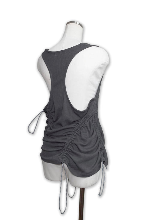 WAVE RUCHE DRAWCORD TANK -CHARCOAL-
