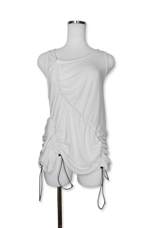 WAVE RUCHE DRAWCORD TANK -IVORY- *Last1