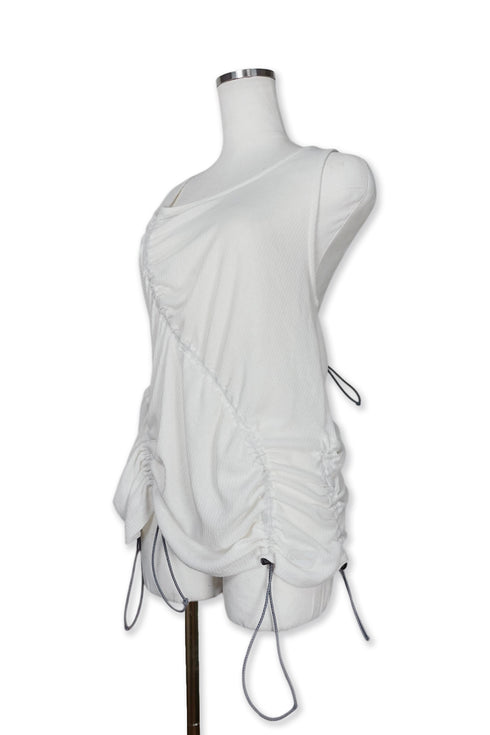 WAVE RUCHE DRAWCORD TANK -IVORY- *Last1