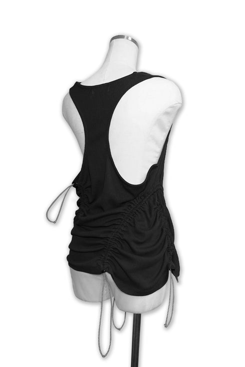 WAVE RUCHE DRAWCORD TANK -BLACK-