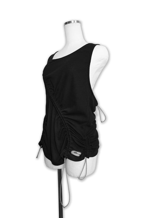 WAVE RUCHE DRAWCORD TANK -BLACK-