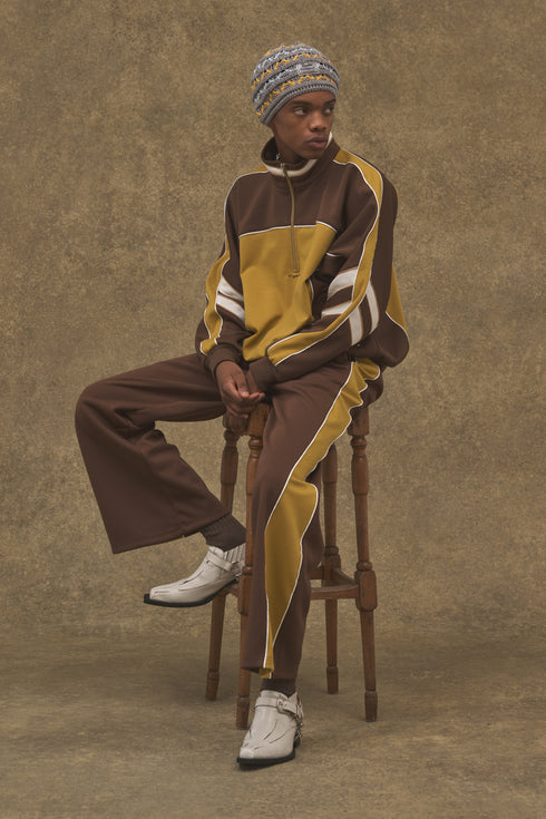 CYCLE LINE JERSEY PANTS -BROWN-