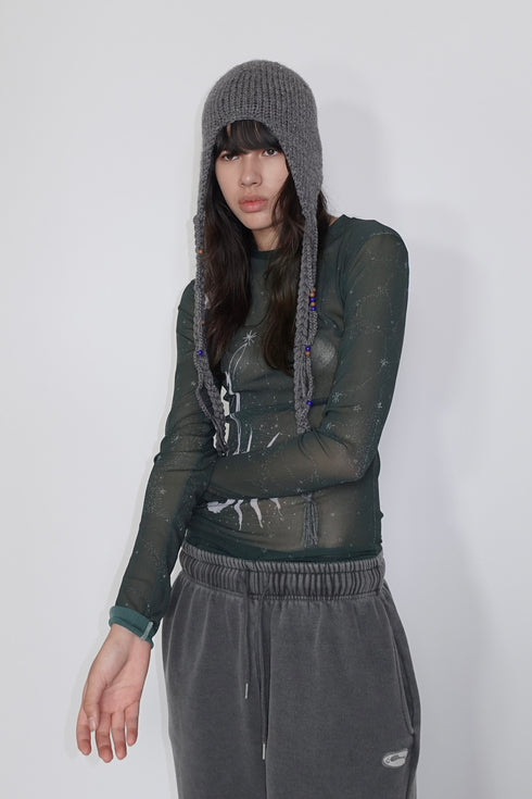 Allergy × Cycle HANDMADE KNIT FLIGHT CAP -CHARCOAL-