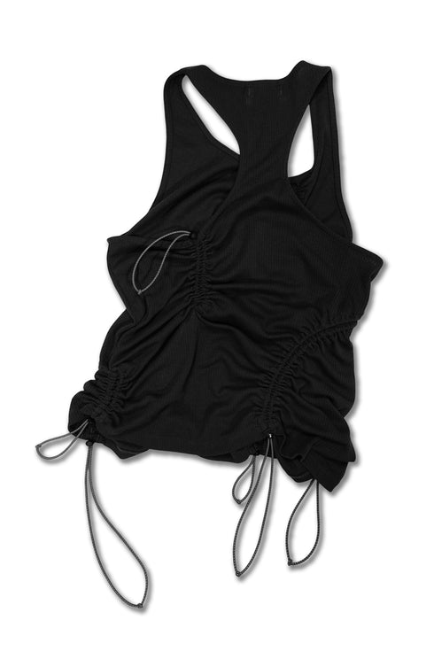 WAVE RUCHE DRAWCORD TANK -BLACK-