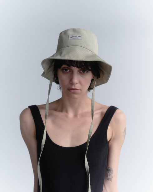 【90'S DEAD STOCK FABRIC】WOOD GRAIN BUCKET HAT -LIGHT GREEN-