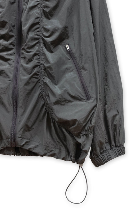 NYLON GATHERED WINDBREAKER -CHARCOAL-