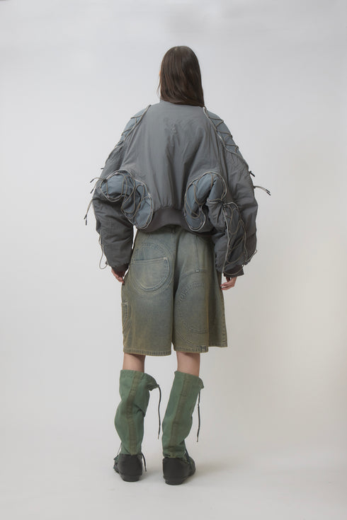 【PRE-ORDER】METAMORPHOSIS ECO FABRIC BOMBER JACKET -GRAY (BAMBOO CHARCOAL)-