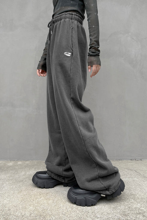 LOGO WASHED SWEAT PANTS -CHARCOAL-