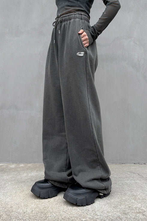 LOGO WASHED SWEAT PANTS -CHARCOAL-