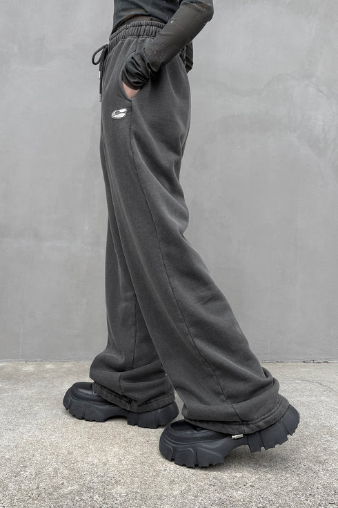 LOGO WASHED SWEAT PANTS -CHARCOAL-