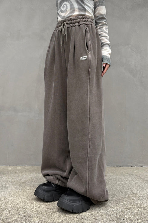 LOGO WASHED SWEAT LINE PANTS -BROWN- *Last1