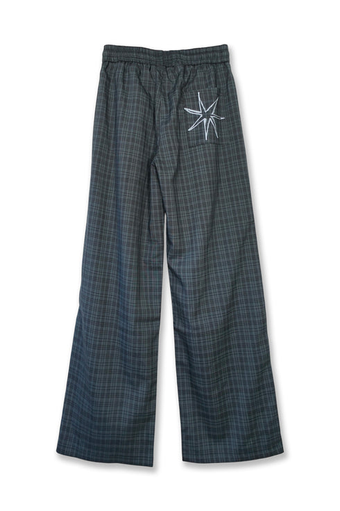 Mayte × Cycle ECHO STAR CHECK PANTS -DARK GREEN-