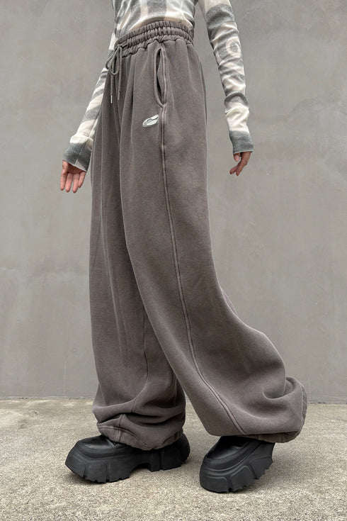 LOGO WASHED SWEAT LINE PANTS -BROWN- *Last1