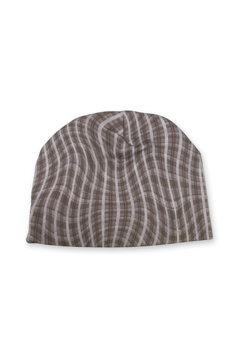 WAVY CHECK BEANIE -BROWN MIX-