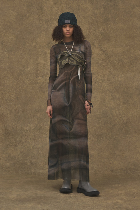 【RESTOCK】Scent × Cycle MESH MAXI DRESS -SILVER DENIM- *Last1