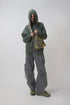 BEADED DRAWSTRING ZIP-UP HOODIE -DARK GREEN-