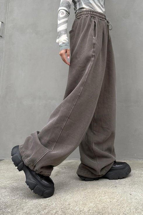 LOGO WASHED SWEAT LINE PANTS -BROWN- *Last1