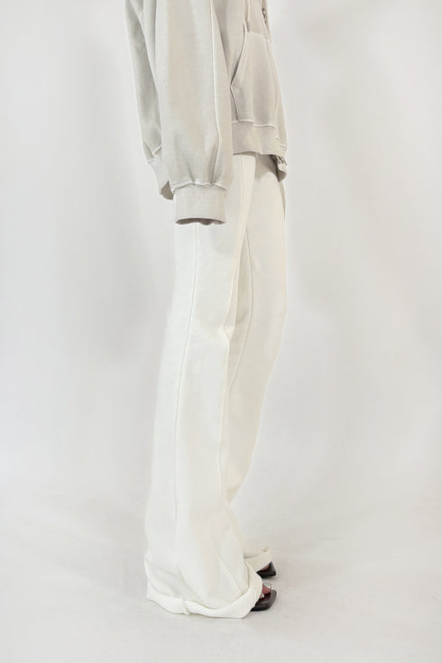 PIN TUCK CUT-OFF FLARE PANTS -WHITE- *Last1