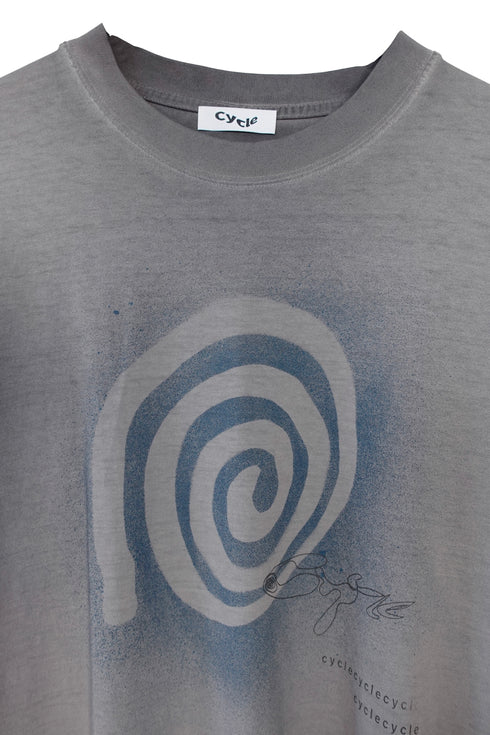 PAINTED SPIRAL WASHED TEE -CHARCOAL- *Last1