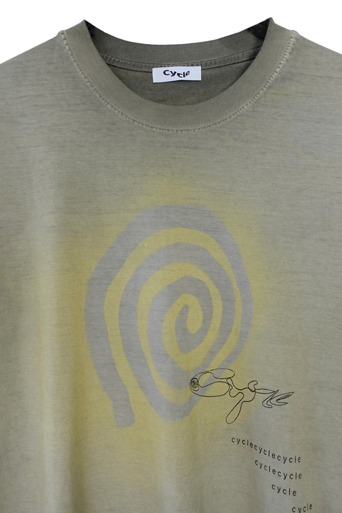 PAINTED SPIRAL WASHED TEE -KHAKI- *Last1