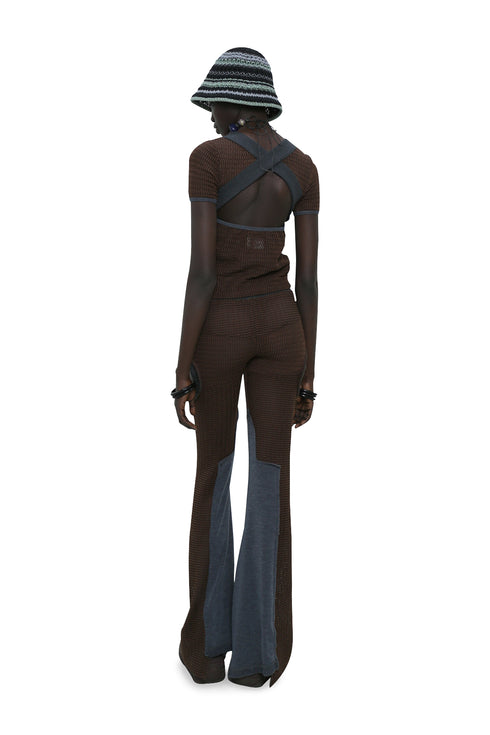 CLOSS MESH TOPS -BROWN×CHARCOAL- *Last1