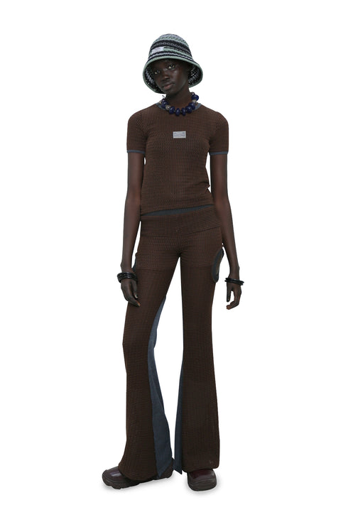 CLOSS MESH TOPS -BROWN×CHARCOAL- *Last1