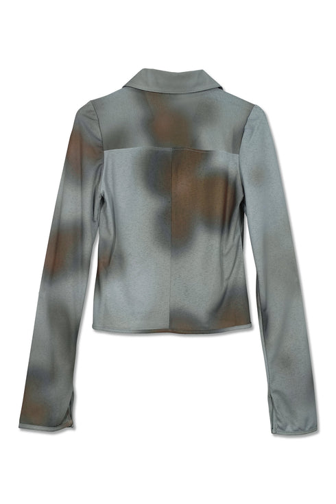 FLOWER DRAWSTRING TOPS -GRAYISH BLUE-