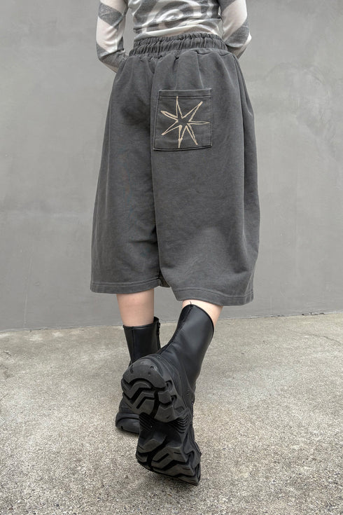 Mayte × Cycle ECHO STAR WASHED HALF PANTS -CHARCOAL-