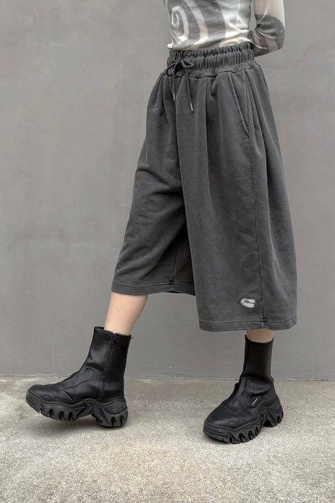 Mayte × Cycle ECHO STAR WASHED HALF PANTS -CHARCOAL-