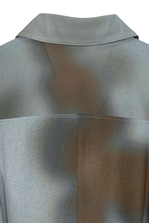 FLOWER DRAWSTRING TOPS -GRAYISH BLUE-