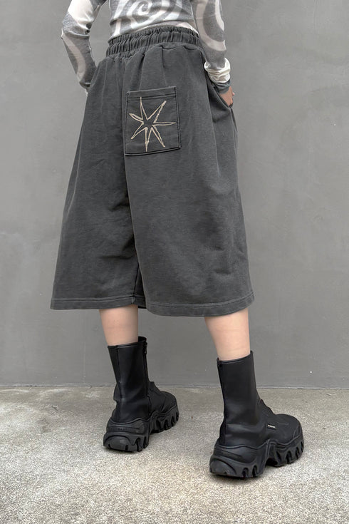 Mayte × Cycle ECHO STAR WASHED HALF PANTS -CHARCOAL-