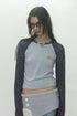 SPELL WAVE RAGLAN LONG SLEEVE TEE -LIGHT BLUE × CHARCOAL-
