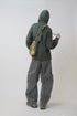 BEADED DRAWSTRING ZIP-UP HOODIE -DARK GREEN-