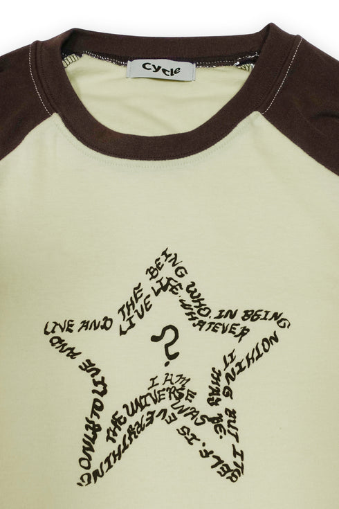 FEUERGOD × Cycle STAR RAGLAN TEE -LIGHT YELLOW × BROWN-