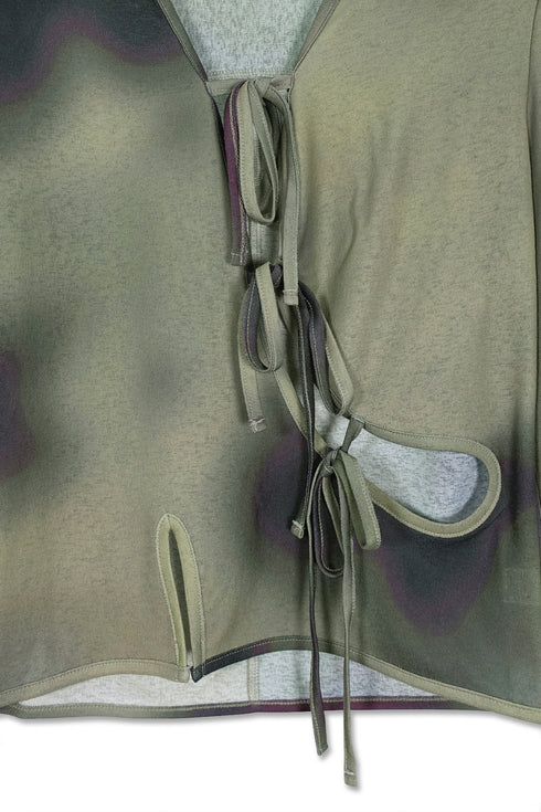 FLOWER DRAWSTRING TOPS -GREEN-