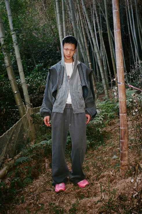 LOGO WASHED SWEAT PANTS -CHARCOAL- *Last1