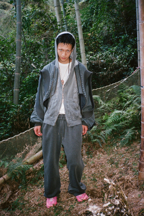 CIRCLE RIB WASHED MA-1 -STONE CHARCOAL-