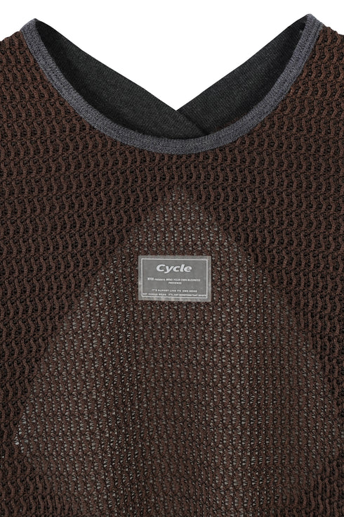 CLOSS MESH TOPS -BROWN×CHARCOAL- *Last1