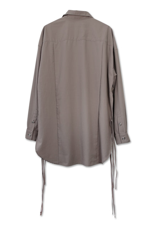 SPIRAL BUTTON SHIRT -GRAYISH BROWN-