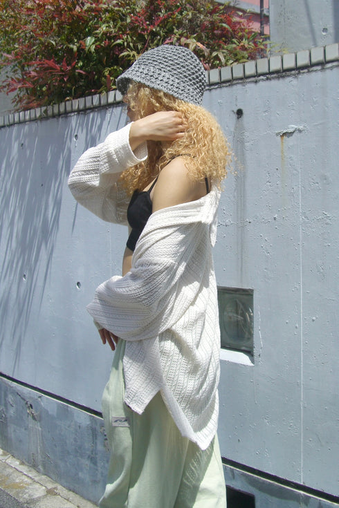 【RESTOCK】SUMMER KNIT SPIRAL BUTTON SHIRT -IVORY-