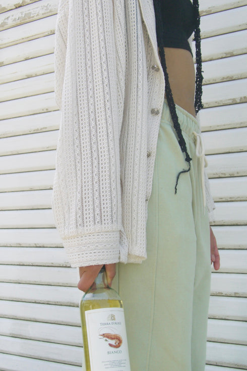 【RESTOCK】SUMMER KNIT SPIRAL BUTTON SHIRT -IVORY-