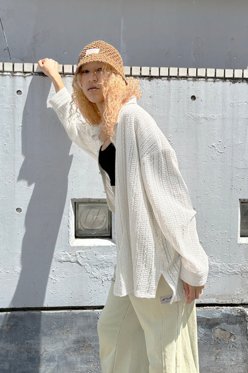 【RESTOCK】SUMMER KNIT SPIRAL BUTTON SHIRT -IVORY-