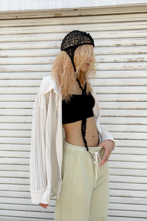 【RESTOCK】SUMMER KNIT SPIRAL BUTTON SHIRT -IVORY-