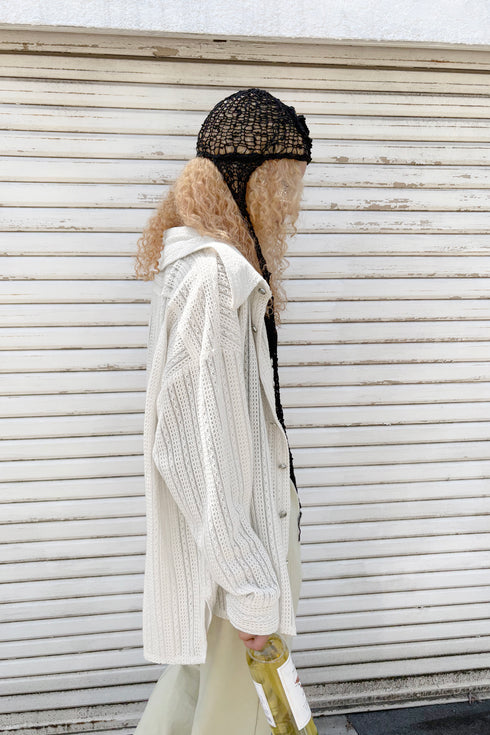 【RESTOCK】SUMMER KNIT SPIRAL BUTTON SHIRT -IVORY-