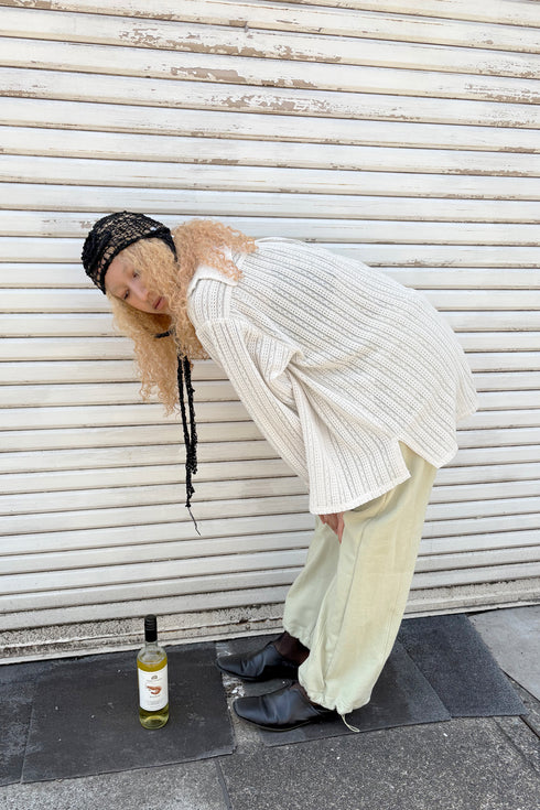 【RESTOCK】SUMMER KNIT SPIRAL BUTTON SHIRT -IVORY-