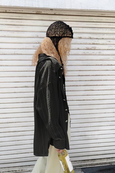 【RESTOCK】SUMMER KNIT SPIRAL BUTTON SHIRT -BLACK-