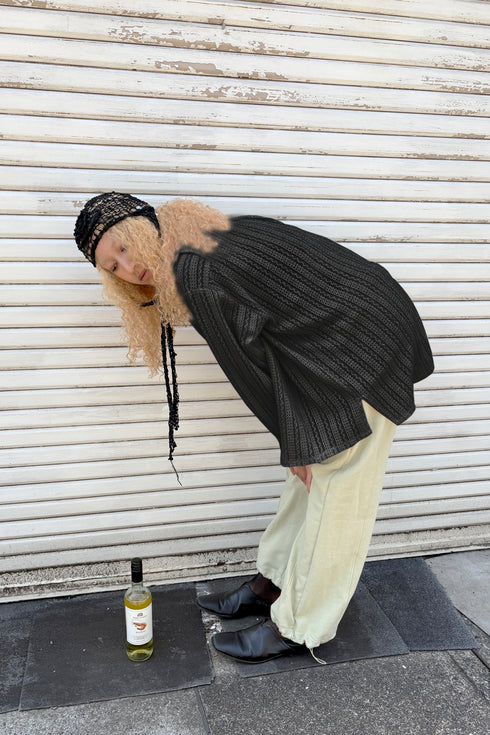 【RESTOCK】SUMMER KNIT SPIRAL BUTTON SHIRT -BLACK-