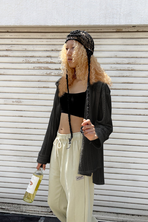 【RESTOCK】SUMMER KNIT SPIRAL BUTTON SHIRT -BLACK-