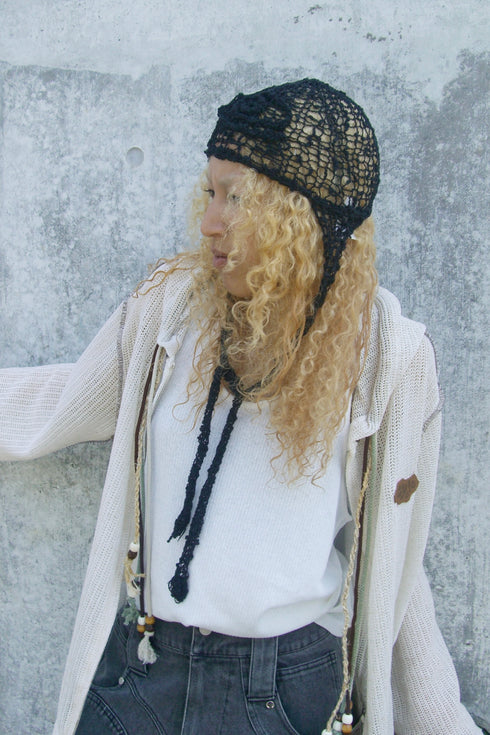【RESTOCK】BOHO BEADED SUMMER MESH ZIP-UP HOODIE -IVORY- *Last1